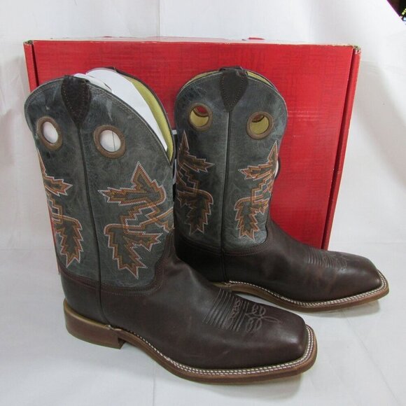 Justin Men's Bender 11" Square Toe Cowboy Boots Chocolate Brown Cowhide BR5349 - Picture 1 of 5